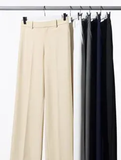 【新品】スマートワイドパンツ　UNIQLO ユニクロ　　ブラックM 丈長め