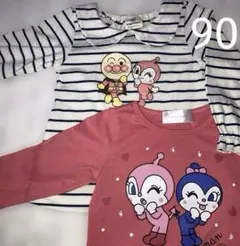 アンパンマン・ドキンちゃん・コキンちゃん90長袖Tシャツ 2枚セット