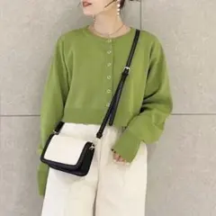 w closet スナップボタンクロップドカーディガン ショート丈カーデシンプル