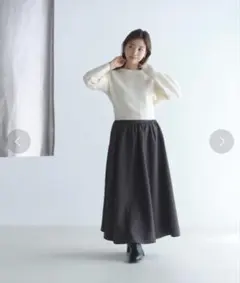 green label relaxing リボンプルオーバー×ジャカードスカート