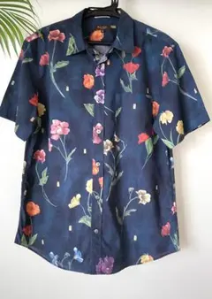 【美品】 ポールスミスコレクション　アロハシャツ　花柄　半袖 Mサイズ　ネイビー