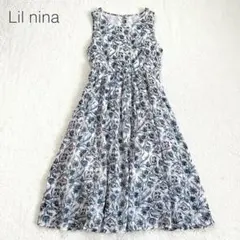 【リルニーナ】総柄ガーゼワンピース ノースリーブ 花柄 綿100 インド製 美品