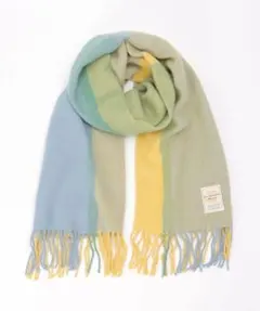 ikka マフラー　ウォッシャブルマルチチェックマフラー　イエロー