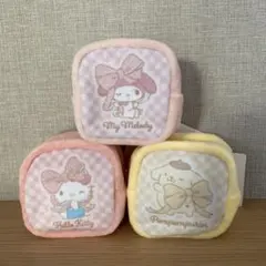 サンリオキャラクターズ　ビッグリボン　ボアキューブ ポーチ　3個セット