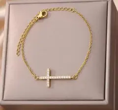 ブレスレット 超人気✨czダイヤクロス サージカルステンレス ゴールドチェーン