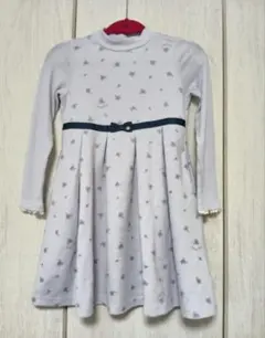 メゾピアノ　長袖ワンピース　130cm　花柄　パープル