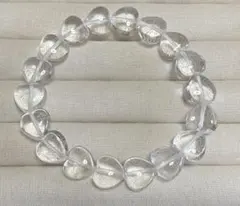高品質高透明　天然クリスタル　ハート型ブレスレット　内径１７cm