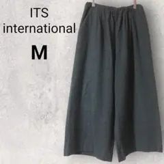 イッツインターナショナル ワイドイージーパンツ グレー チェック ウエストゴム