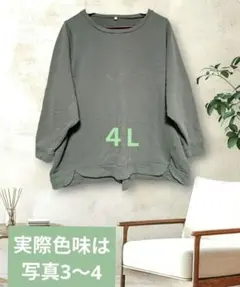 匿名（４L）綿100　暖か裏起毛　伸縮性　ゆったり大きめレディース長袖スウェット