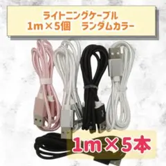 1m×5本　ランダムカラー♩ iPhone ライトニングケーブル