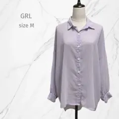 『GRL グレイル』ボリュームスリーブルーズシアーシャツ【M】オーバーサイズ