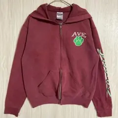 ジャージーズ パーカー フルジップ 長袖 プリント L 赤紫 綿ポリ 通学