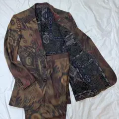 超希少 ETRO エトロ 両面 総柄 裏地ペイズリー シルク セットアップ