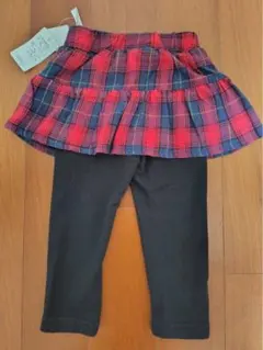 ✨新品未使用✨裏起毛 冬用 チェック柄スカート風レギンス80cm ベビー 女の子