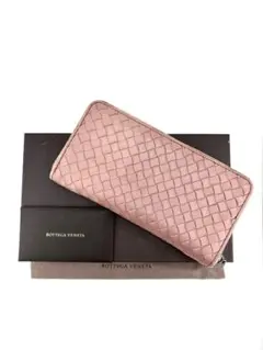 ボッテガヴェネタ イントレチャート レザー ラウンドジップウォレット 長財布