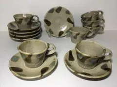山壽 食器27点セット 無骨な味わい 皿 小鉢 コーヒーカップ 茶色