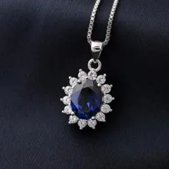 N062 ネックレス 人工サファイア CZダイヤ S925 K18コート N062 ネックレス 人工サファイア CZダイヤ S925 K18コート - メルカリ