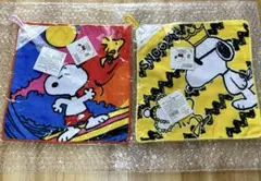 スヌーピー フェイスタオル ブルー＆オレンジ2枚セット 新品未使用