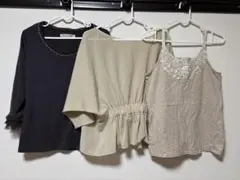 トップス3点セット キャミソール 7分袖 フレア シャツのサムネイル