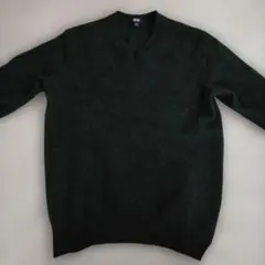 ユニクロ UNIQLO プレミアムラムVネックセーター（長袖） サイズM 緑