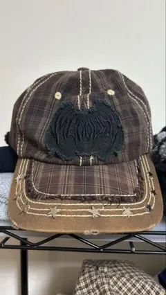 ec melodi キャップ　チェック　ブラウン　美品