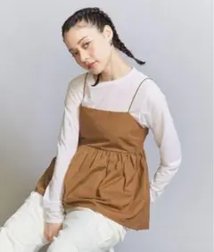 美品　BEAUTY&YOUTH コットンナイロン バックホール キャミソール
