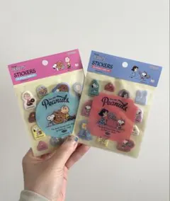 スヌーピー ミックスシールセット2枚　ぷくぷくシール＋ステッカー付き