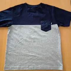 ザノースフェイス 半袖Tシャツ メンズM紺 グレー バイカラー 胸ポケット