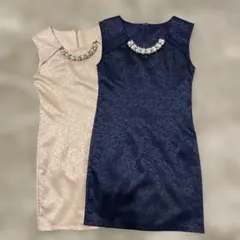 2枚組！ネイビー＆ピンク レース模様 タイトドレス ROYAL PARTY