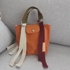 オレンジ トートバッグ