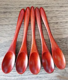 木製 スリムティースプーン漆塗5本(コーヒースプーン)