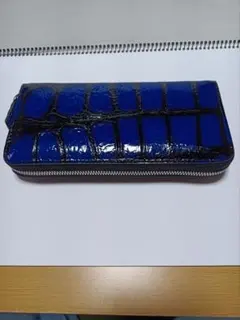 未使用】オルタナデザイン黒/青 牛革 クロコダイルレザー 長財布