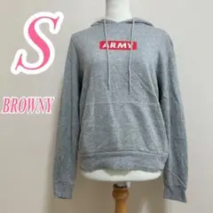 BROWNY グレー パーカー Sサイズ　プリント　カジュアルコーデ　フード付きのサムネイル