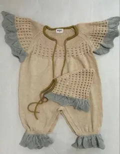 MABLI 小人ロンパ、ボンネ MABLI マブリ ロンパース 18m 小人ロンパース ベージュ SHELL MABLI