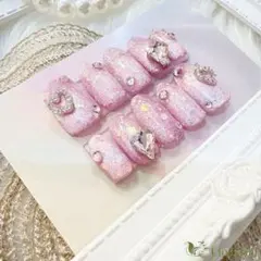 ネイルチップ ピンク ハート キラキラ