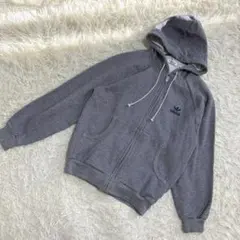 adidas✨良品　フルジップパーカー　ロゴ入り　フーディー　ネイビー　（M）