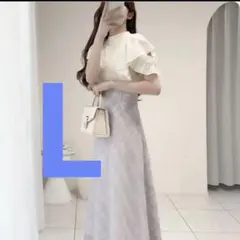 mily bilet ダブルフリル袖チェックレースドッキングワンピース L