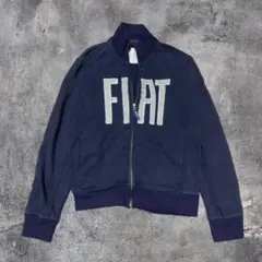 フィアット　FIAT 古着　パーカー　ロゴ　ネイビー　ダブルジップ