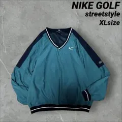 【激レア】NIKE GOLF 刺繍ロゴ 切り替え プルオーバー ナイロン XL