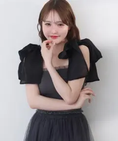 NICE CLAUP 肩リボン取り外し可能カップ付きシャーリングインナーのサムネイル