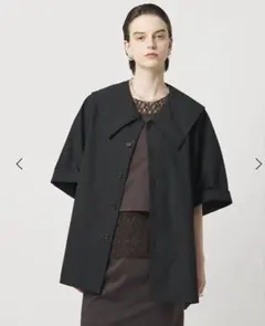 完売品【未使用】ebure　ハイカウントシルクコットンショートブルゾン　ブラック 完売品【未使用】ebure ハイカウントシルクコットンショートブルゾン