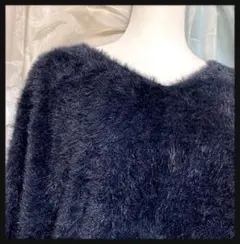 ꒰NATURAL BEAUTY BASIC꒱上質シャギーニット 紺色LサイズOK