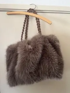 ブラウンファーショルダー2wayバッグ