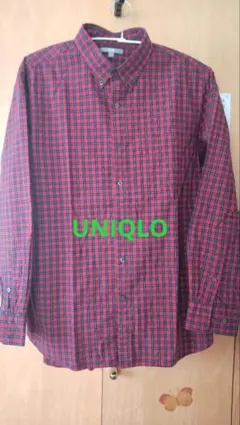 UNIQLO 長袖シャツ XL 赤と黒のチェック