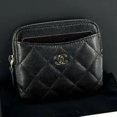 新品 CHANEL ジップ カード コインケース キャビアスキン ブラック 黒