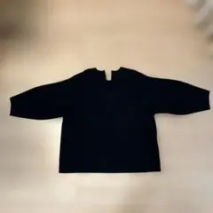 オペークドットクリップ　背部ボタン付き七分袖ニット　S