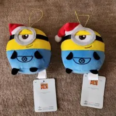 ミニオン サンタ帽子付きぬいぐるみ2体セット マスコット 新品未使用 怪盗グルー