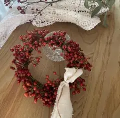 クリスマス　リース　野ばらの実　ローズヒップ　ドライフラワー　スワッグ