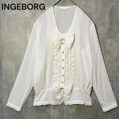 美シルエット☆INGEBORG ピンタック&ピコフリル&ビッグリボン ブラウスのサムネイル