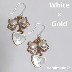 ¥280 推し活にも♡ハートとリボンのピアス イヤリング変更OK